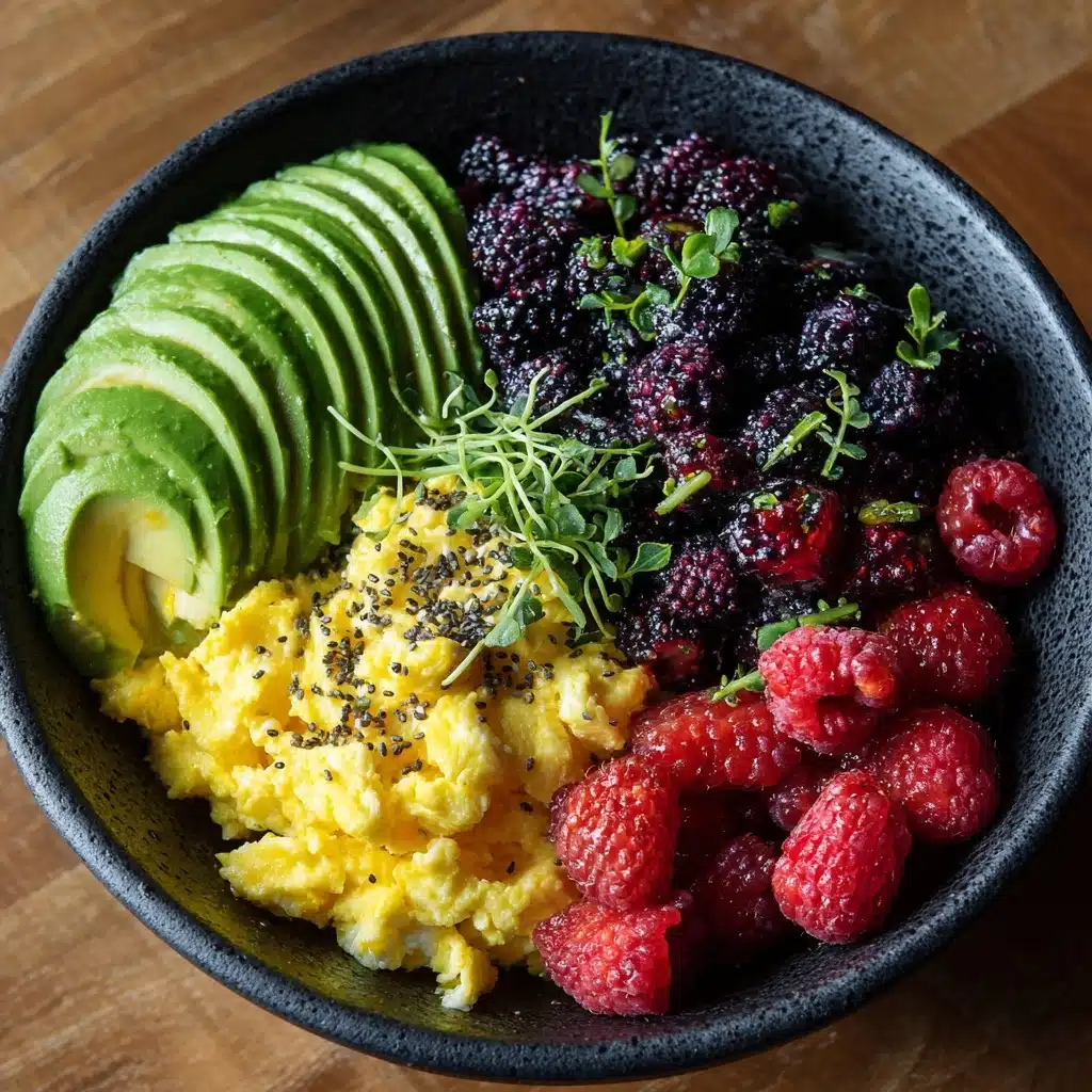 Power Breakfast Bowl with Scrambled Eggs, Avocado & Berries Recipe