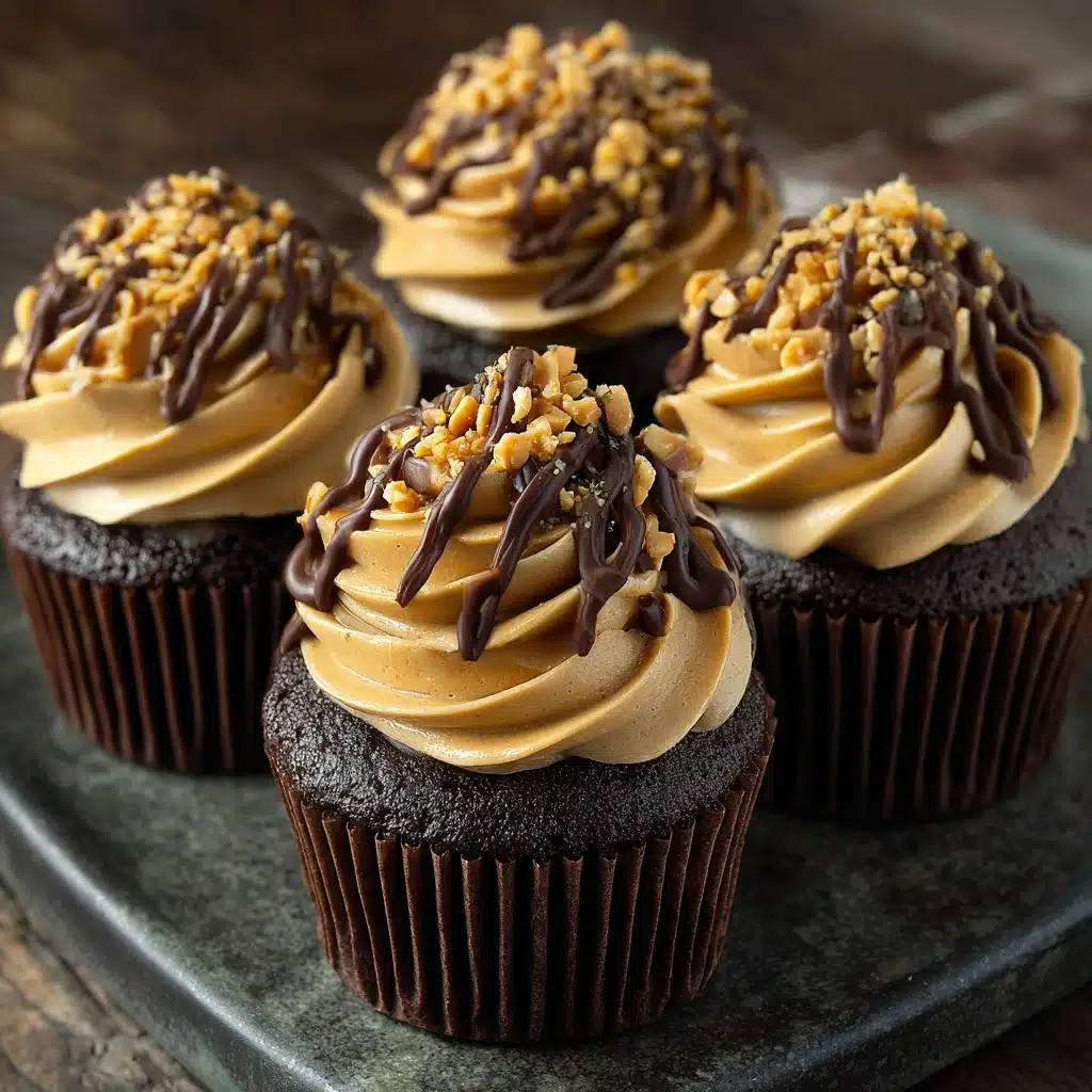 Gooey Chocolate Peanut Butter Cupcakes Recipe - Recipe Image