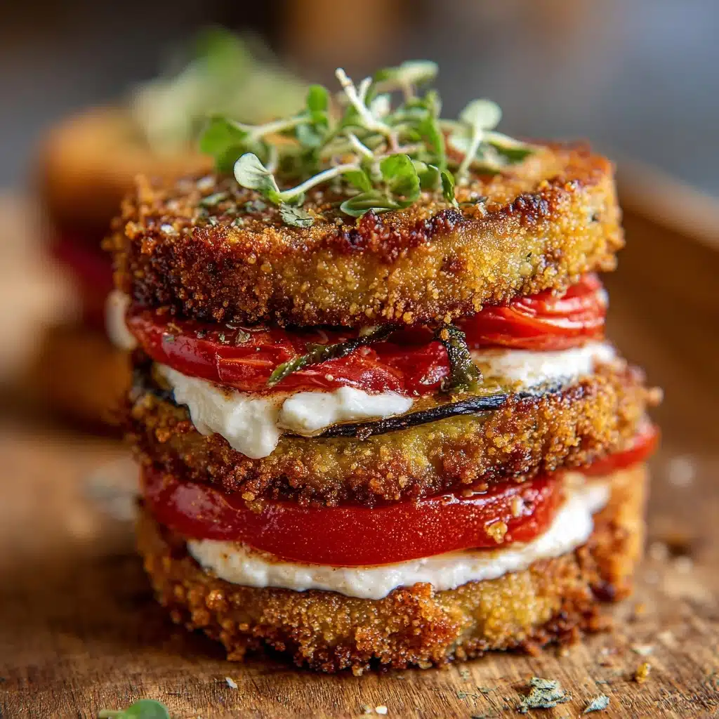 Eggplant and Goat Cheese Sandwiches with Tomato Tarragon Sauce Recipe - Recipe Image