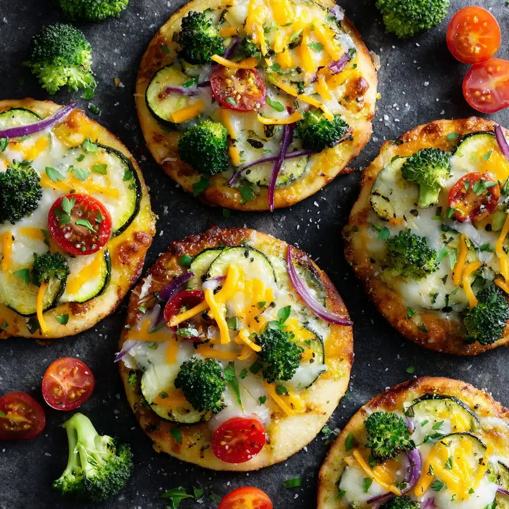 Mini Veggie Pizzas on Cauliflower Crust Recipe - Recipe Image