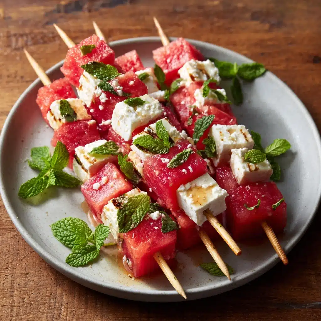 Watermelon and Feta Skewers with Mint Recipe - Recipe Image