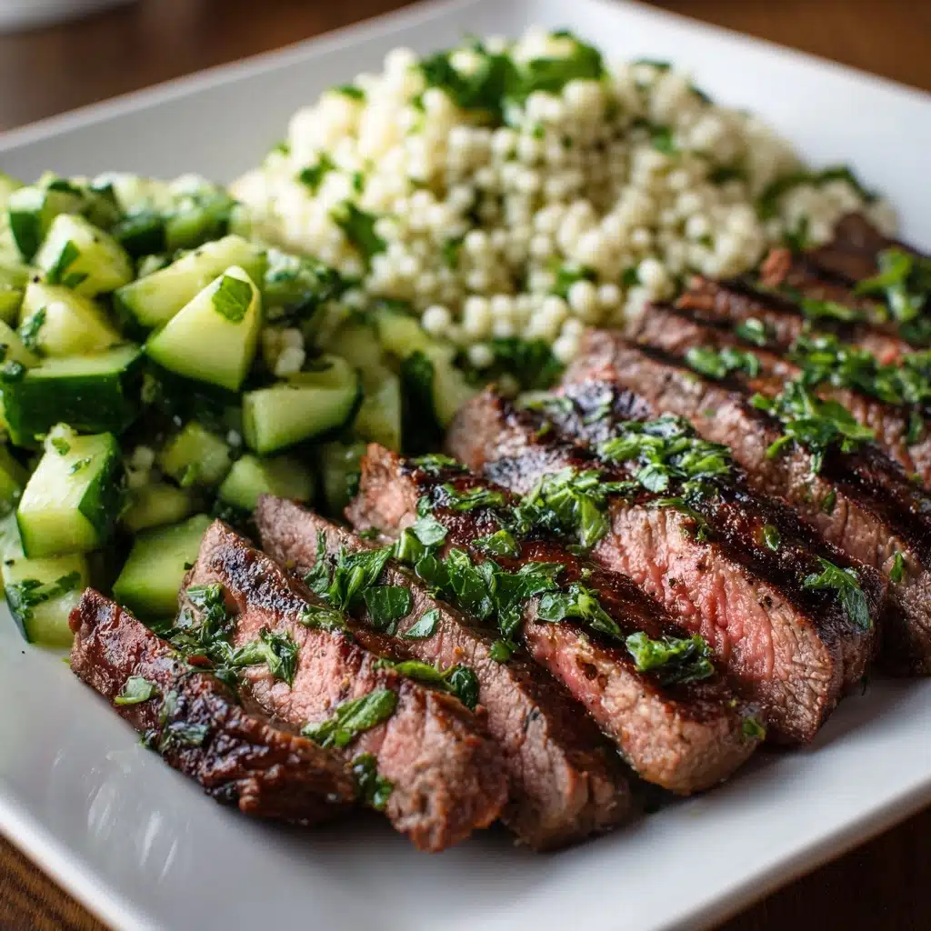 Grilled Skirt Steak with Lemon Herb Couscous Salad: An Amazing Ultimate Dinner Recipe - Recipe Image