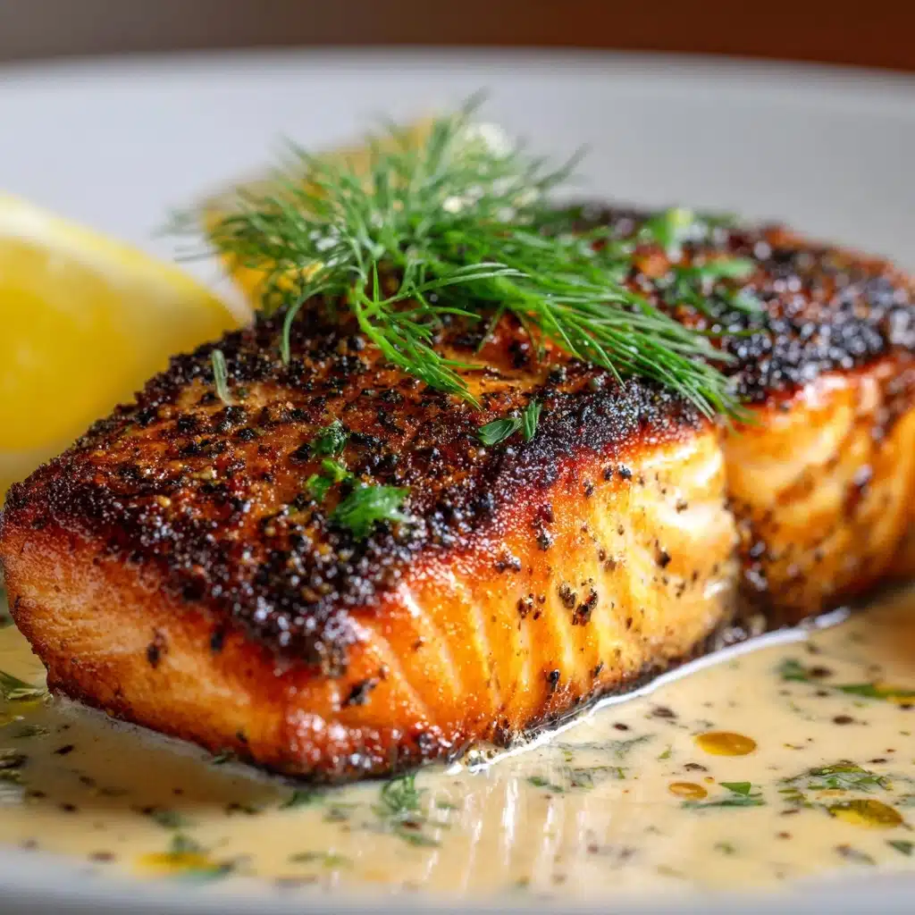 Blackened Salmon with Creole Lemon Dill Sauce Recipe - Recipe Image