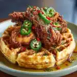 Homemade Fried Chicken ‘n’ Waffles with Jalapeno Honey Butter Sauce Recipe