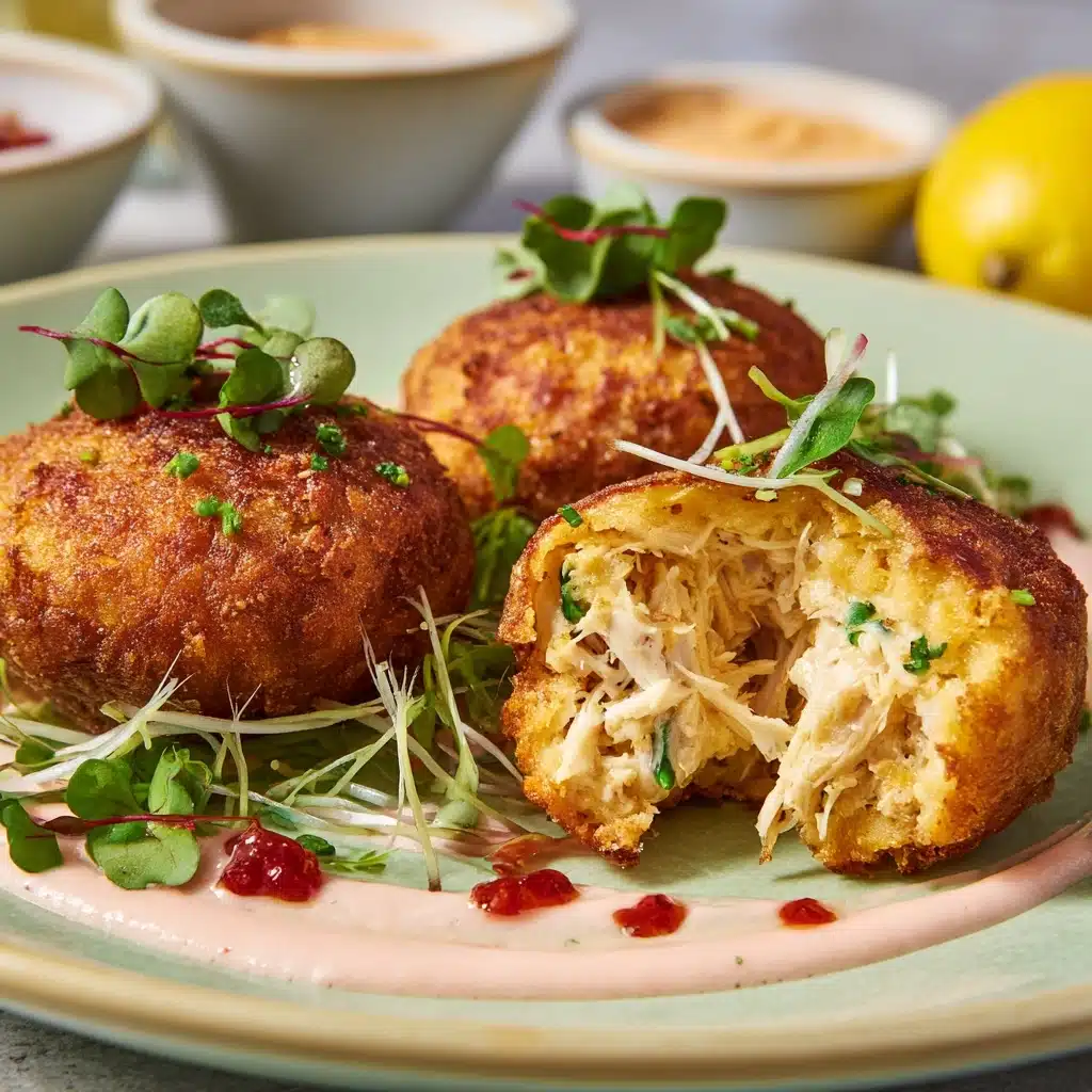Crab Beignets with Remoulade Dipping Sauce Recipe - Recipe Image