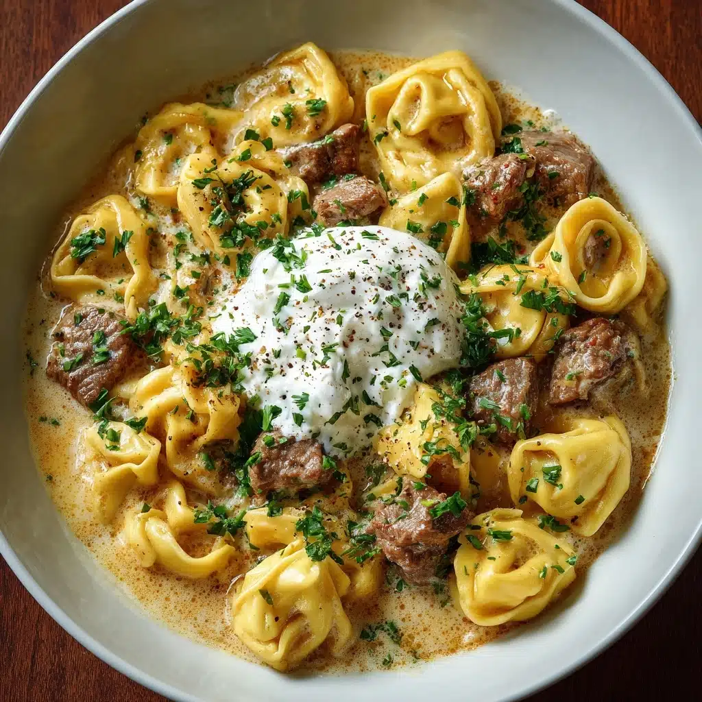 One-Skillet Beef Stroganoff Tortellini Recipe