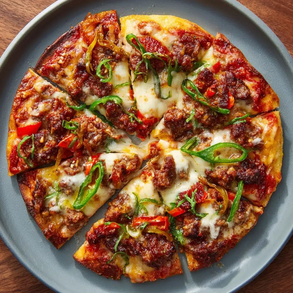 Spicy Sausage and Pepperoncini Thin Crust Pizza Recipe - Recipe Image