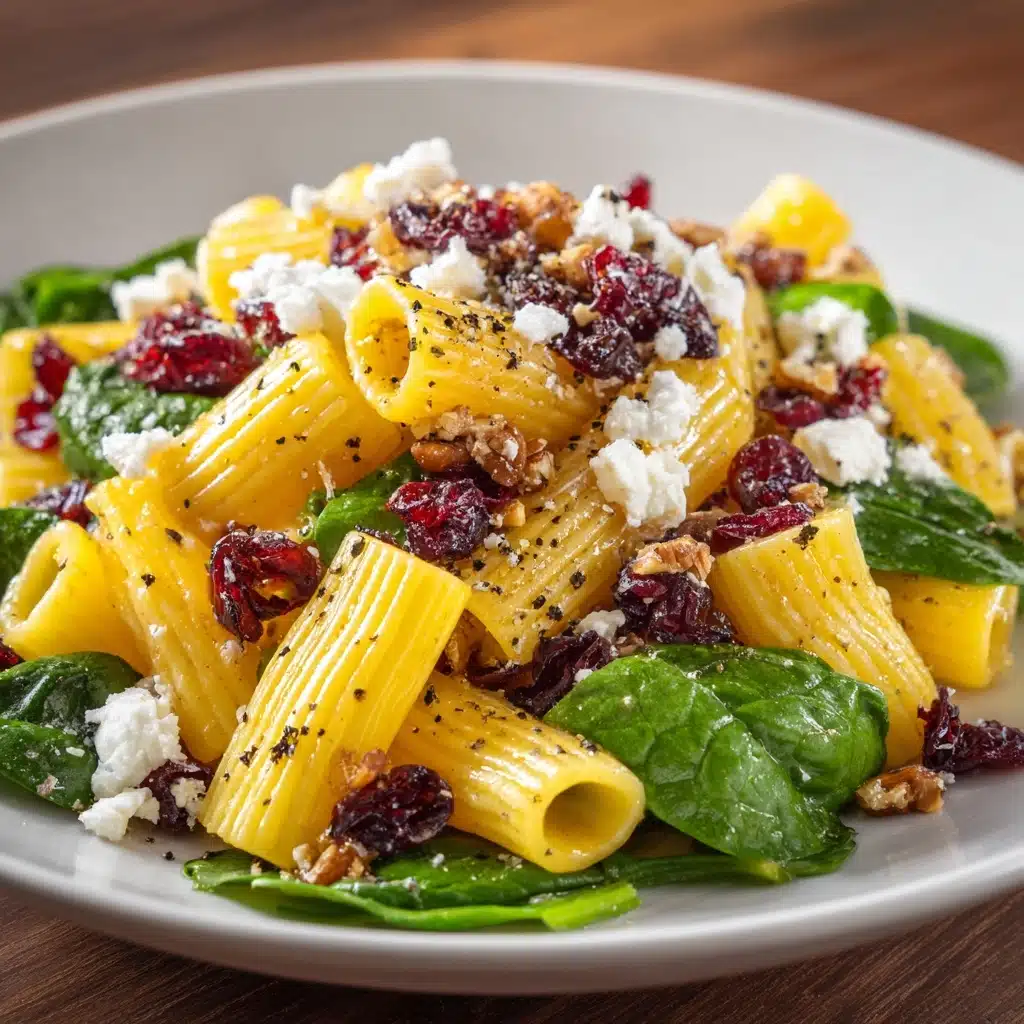 Spinach Pasta Salad with Feta and Cranberries Recipe - Recipe Image