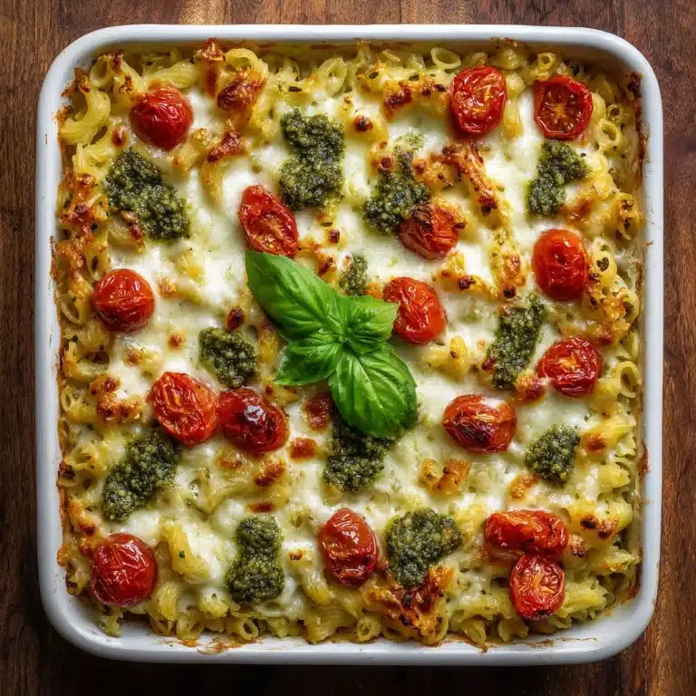 One Pan Caprese Pesto Orzo Bake Recipe