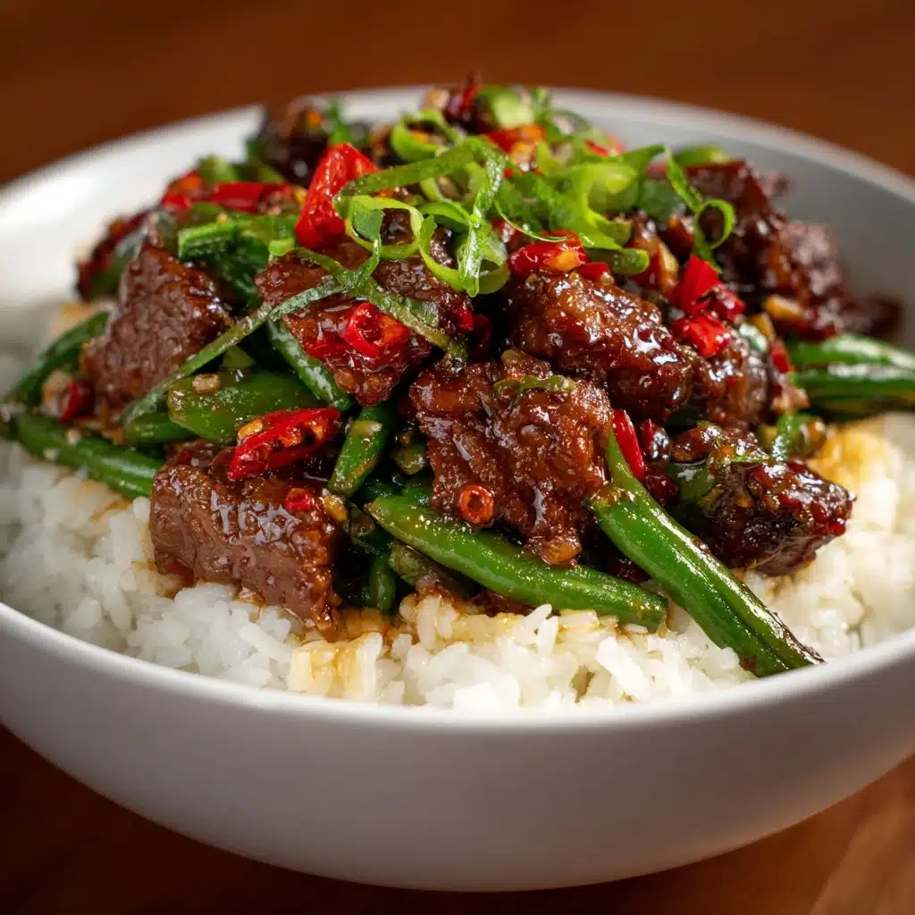Spicy Garlic Beef Stir-Fry with Green Beans & Rice Recipe