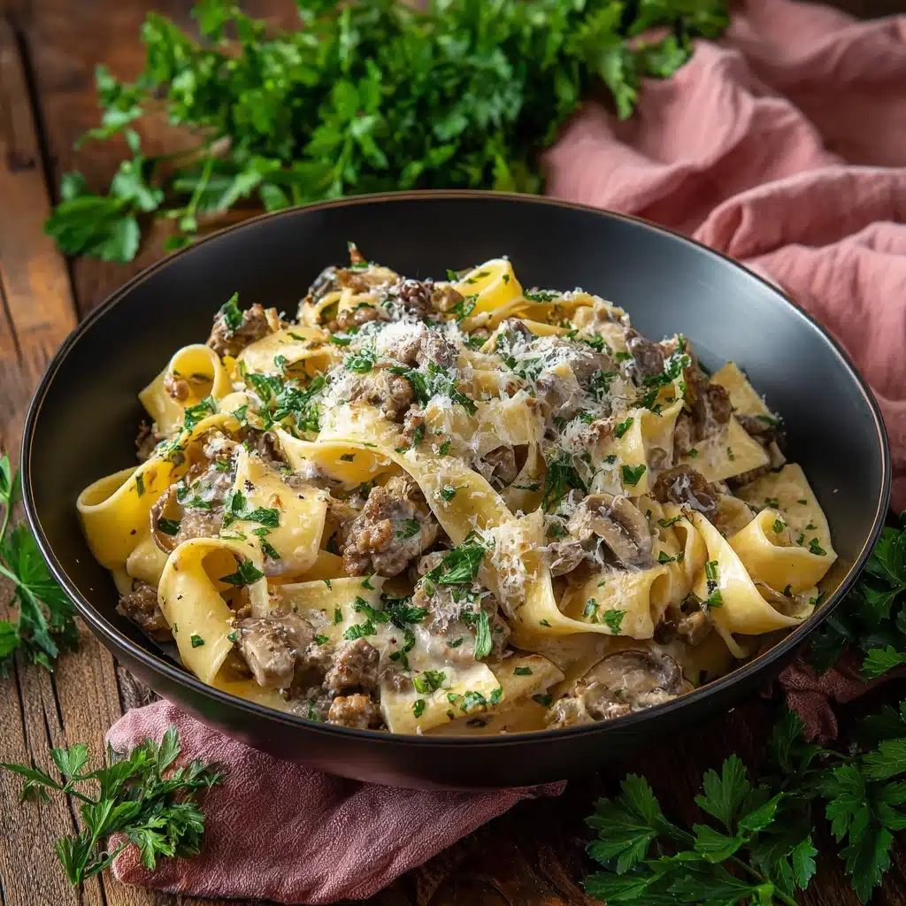 Creamy Ground Beef Alfredo Pasta Recipe - Recipe Image