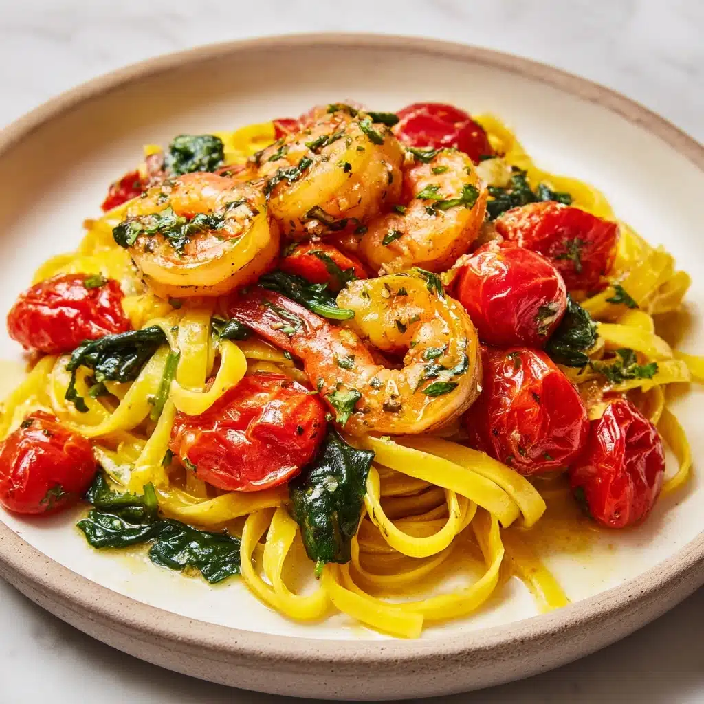 Shrimp Tomato Spinach Pasta in Garlic Butter Sauce Recipe
