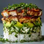 Honey Lime Chicken and Avocado Rice Stack Recipe