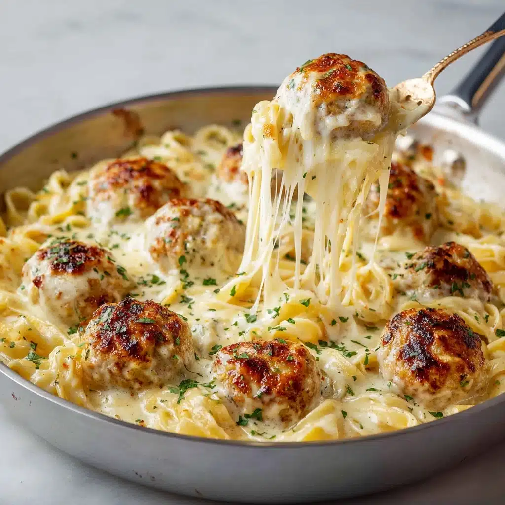 Creamy Chicken Alfredo Meatballs Recipe - Recipe Image