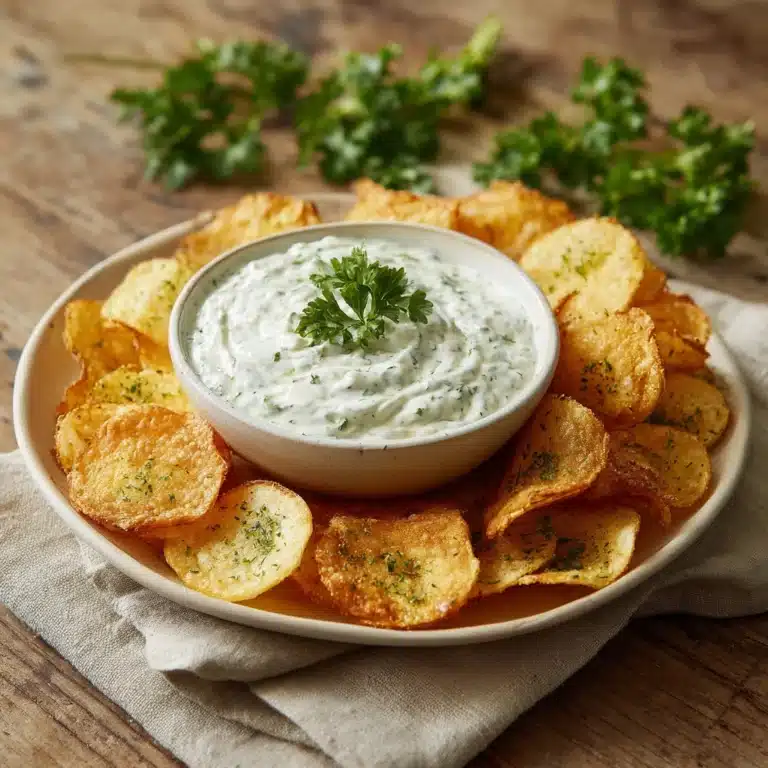 Caramelized Onion Dip with Potato Chips Recipe