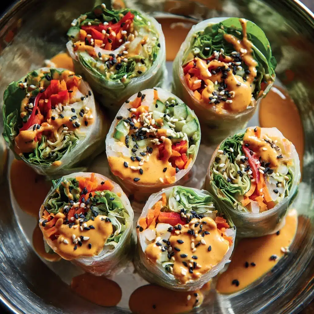 Vegetarian Spring Rolls with Peanut Dipping Sauce Recipe - Recipe Image