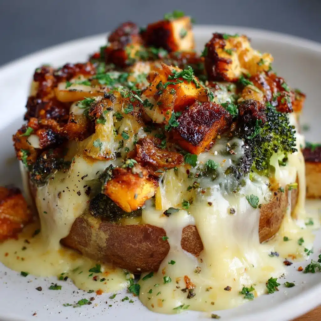 Loaded Jerk Chicken Baked Potato with Jerk Alfredo Sauce Recipe - Recipe Image