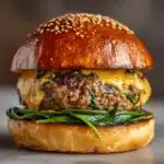 White Cheddar and Spinach Chicken Burgers Recipe