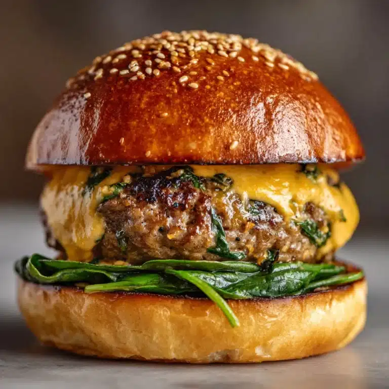 White Cheddar and Spinach Chicken Burgers Recipe
