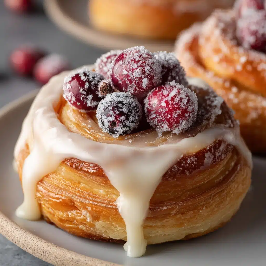 Cream Cheese Danishes with Sugared Cranberries and Vanilla Butter Glaze Recipe - Recipe Image