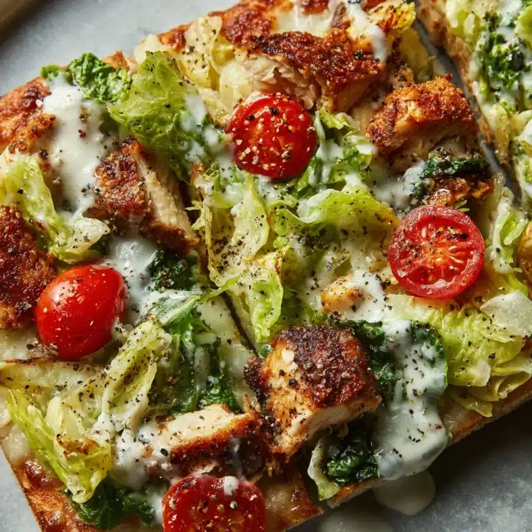 High Protein Chicken Caesar Salad Pizza Recipe