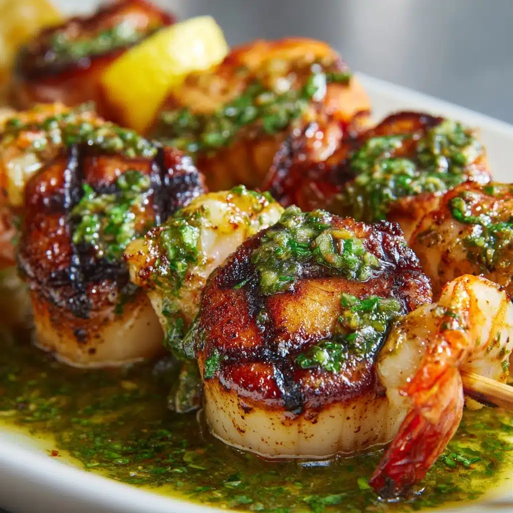 Grilled Surf & Turf Skewers with Chimichurri Recipe - Recipe Image