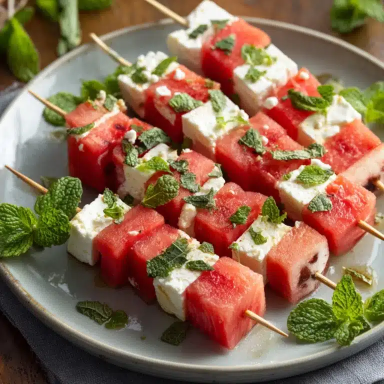 Watermelon and Feta Skewers with Mint Recipe