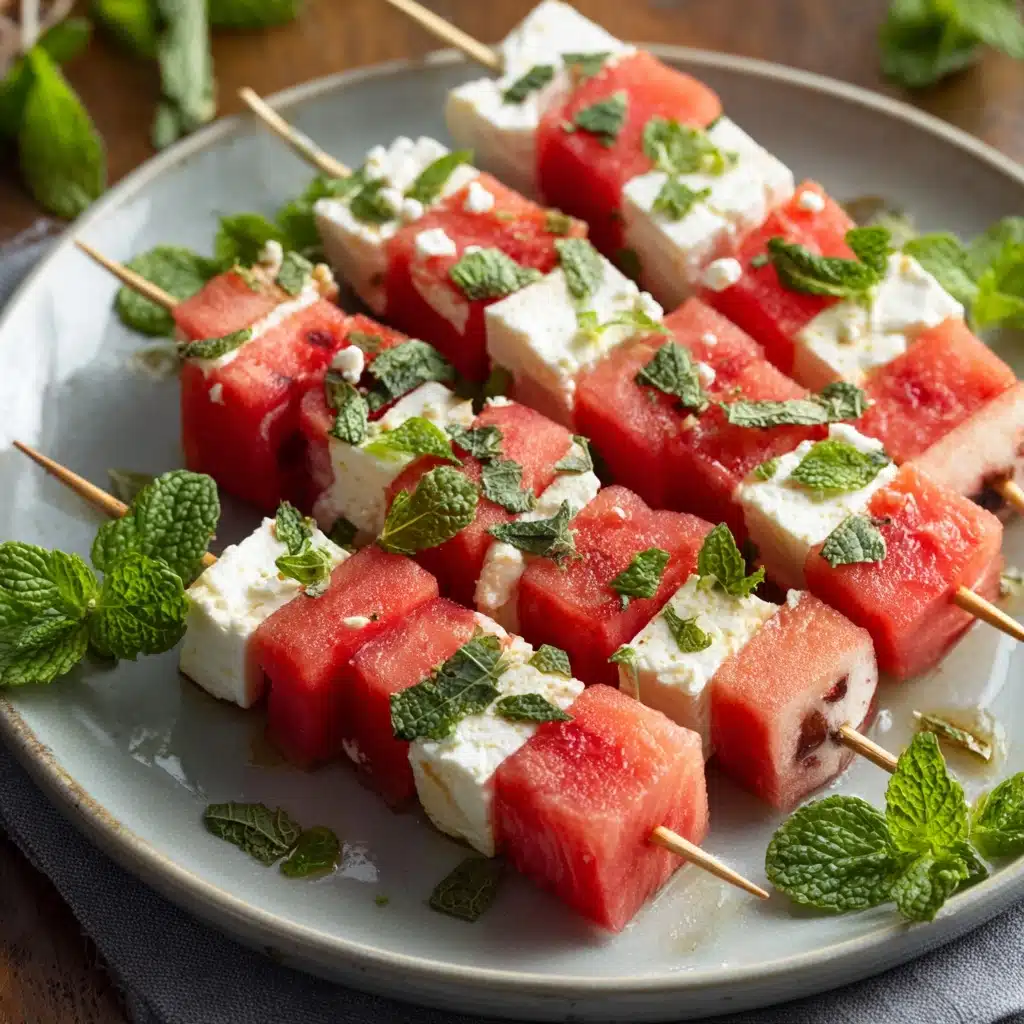 Watermelon and Feta Skewers with Mint Recipe