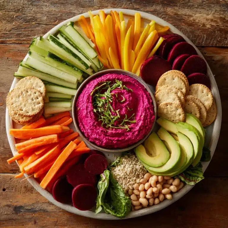 Roasted Beet Hummus with Crudités Recipe