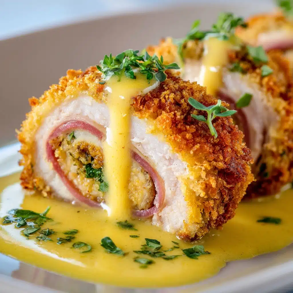 Crispy and Creamy Chicken Cordon Bleu with Dijon Sauce Recipe - Recipe Image