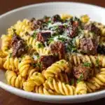 Beef Rotini with Garlic‑Parmesan Sauce Recipe