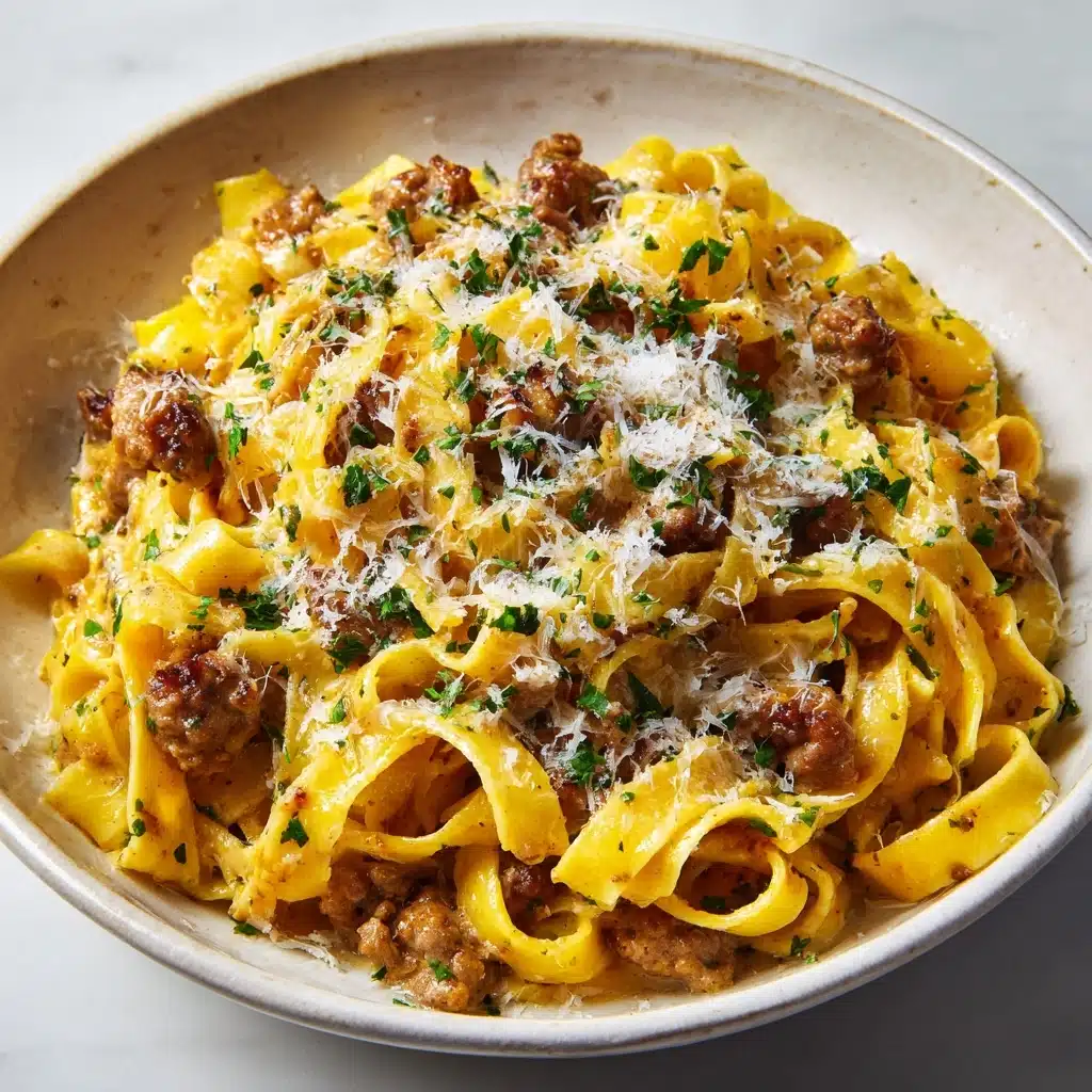 Creamy Italian Sausage Fettuccine Recipe - Recipe Image