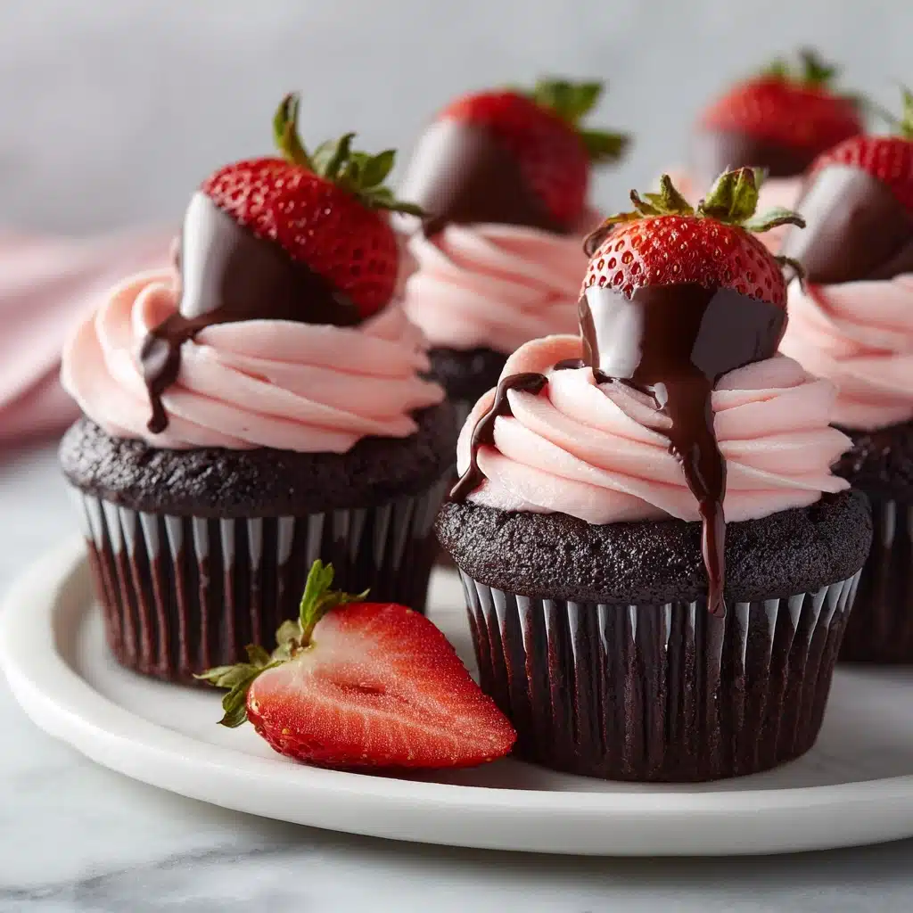 Chocolate Covered Strawberry Cupcakes Recipe - Recipe Image