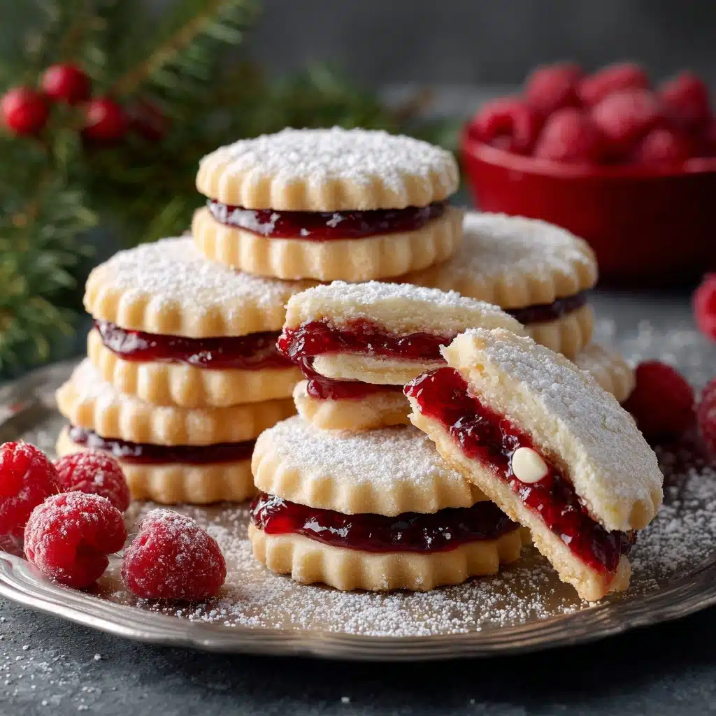 Raspberry-Filled Almond Snow Cookies – Festive Treat Recipe - Recipe Image