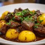 Slow Cooker Garlic Butter Beef Bites & Potatoes Recipe