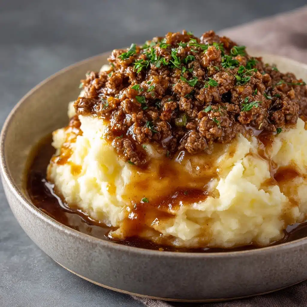 Ground Beef and Gravy Over Mashed Potatoes Recipe - Recipe Image