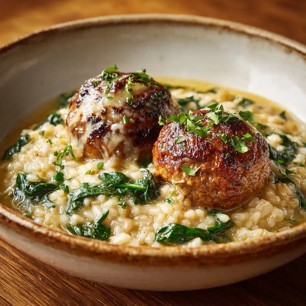 Baked Lemon Rosemary Chicken Meatballs with Creamy Orzo Recipe - Recipe Image