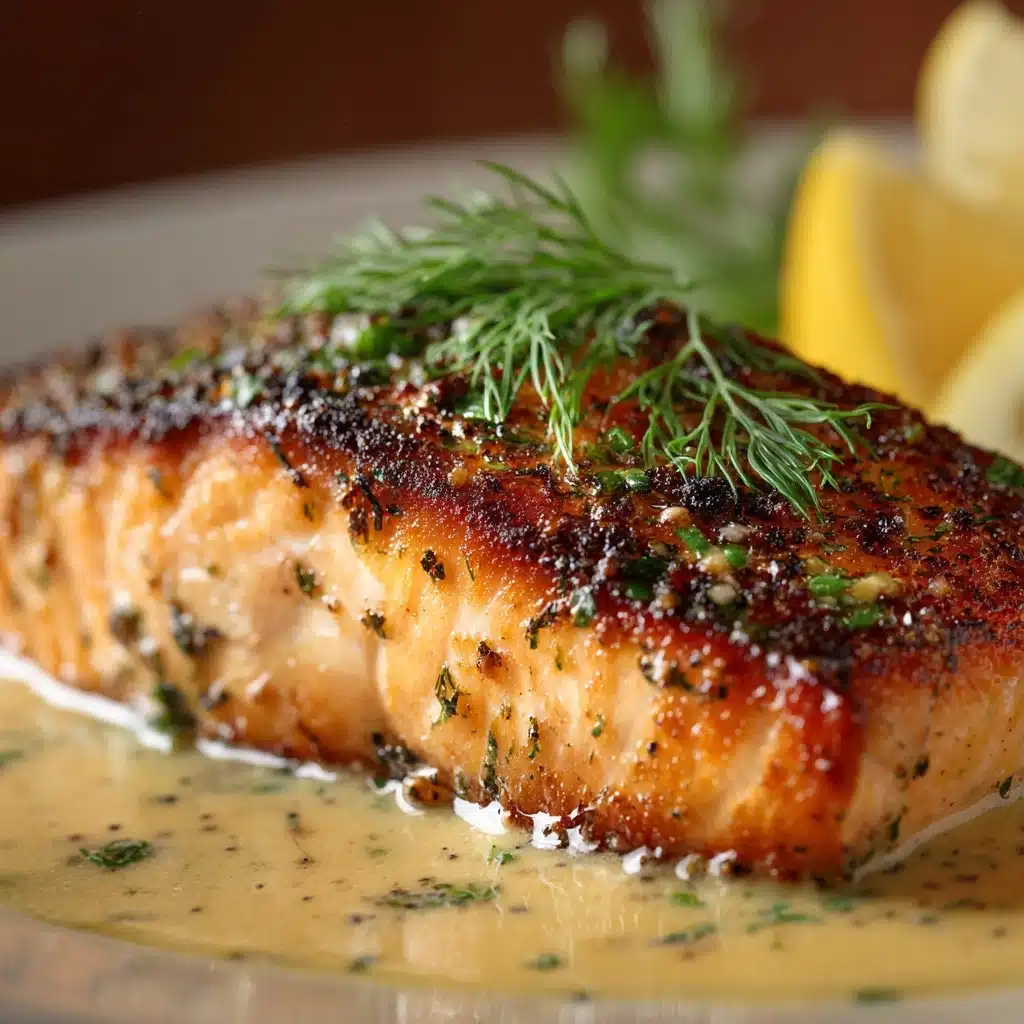 Blackened Salmon with Creole Lemon Dill Sauce Recipe