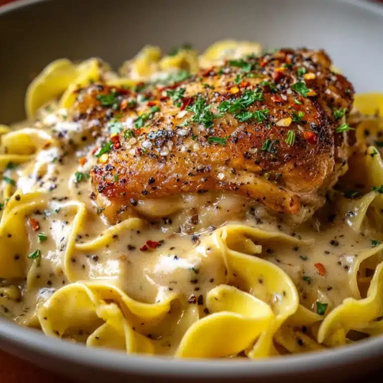 One-Pan Creamy Garlic Butter Chicken with Egg Noodles Recipe