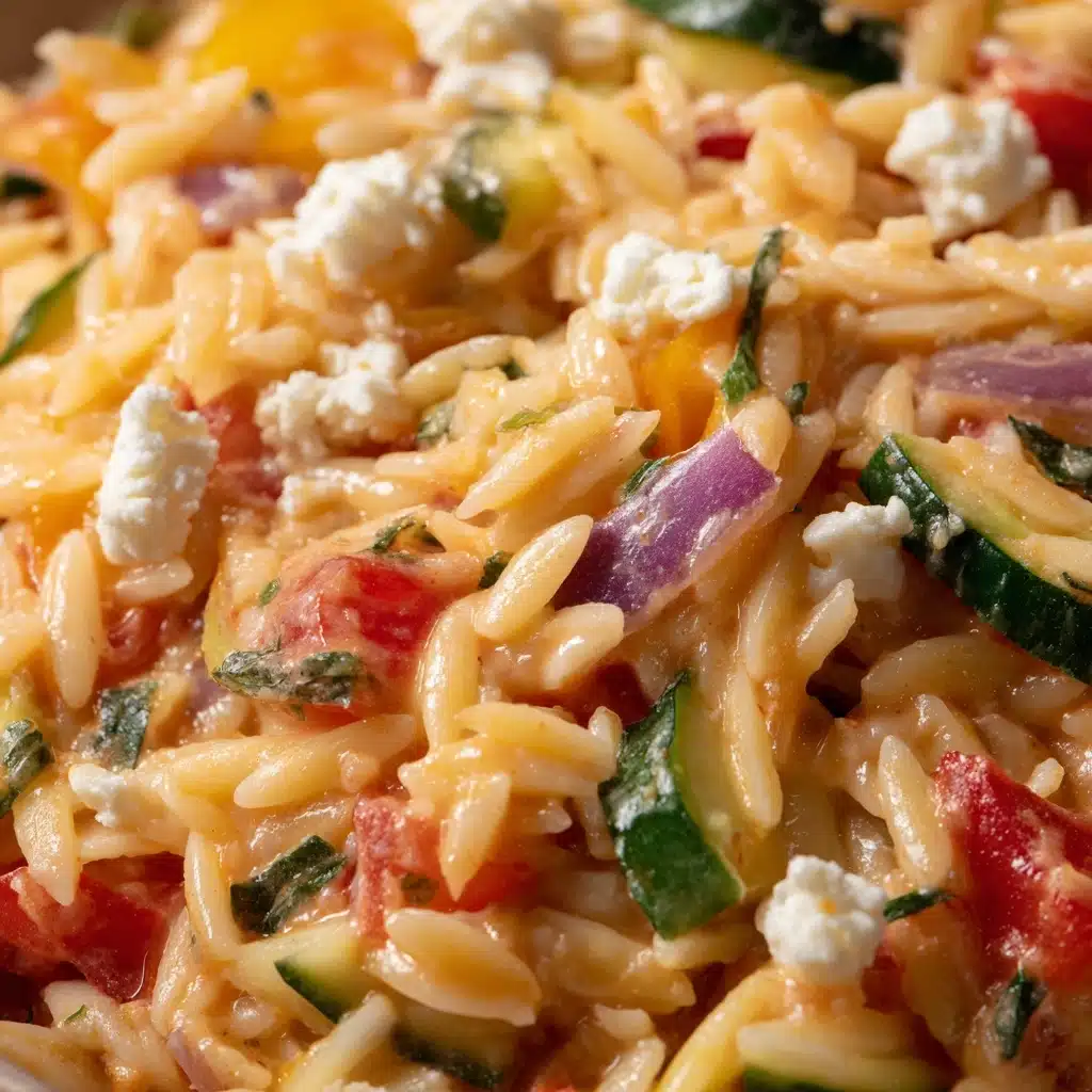 One Pan Baked Feta Veggie Orzo Recipe