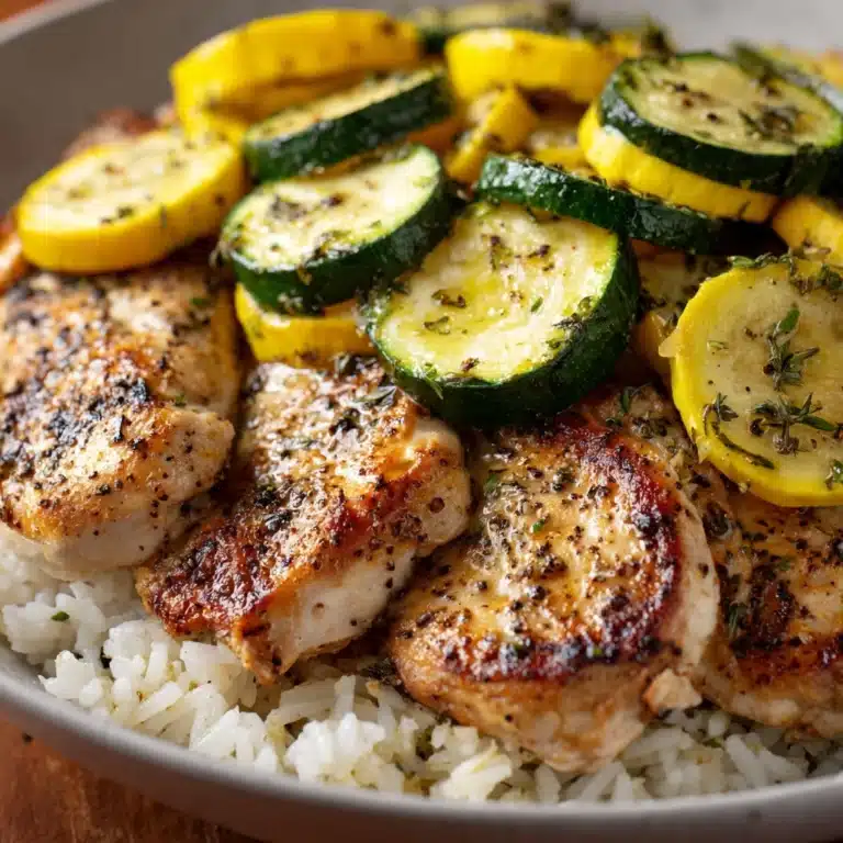 Lemon Pepper Chicken and Rice with Zucchini and Squash Recipe