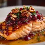 Baked Salmon with Cranberry Salsa and Pecans Recipe