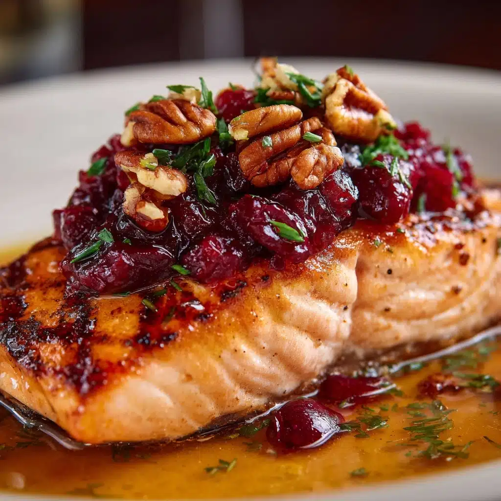 Baked Salmon with Cranberry Salsa and Pecans Recipe - Recipe Image