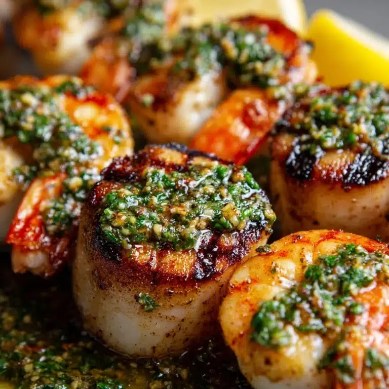 Grilled Surf & Turf Skewers with Chimichurri Recipe