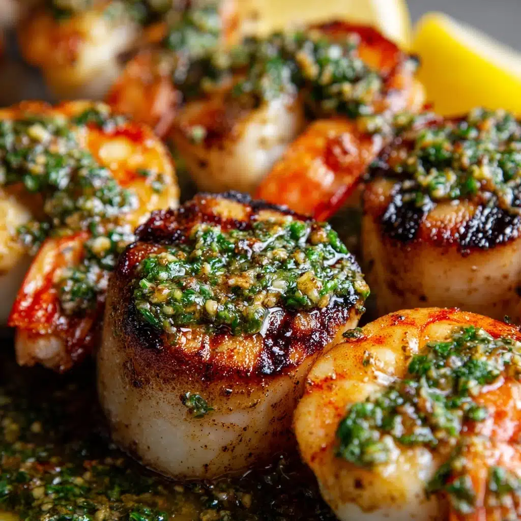 Grilled Surf & Turf Skewers with Chimichurri Recipe - Recipe Image