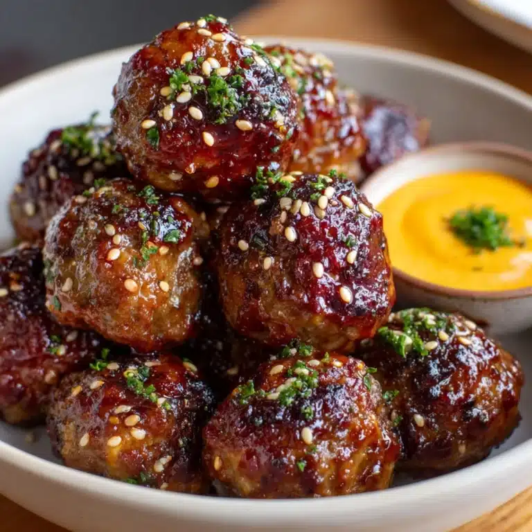 Korean BBQ Meatballs with Spicy Mayo Dip Recipe