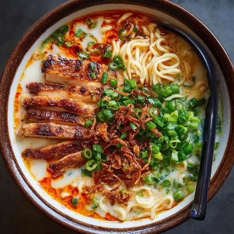 Fiery Chicken Ramen with Creamy Garlic Sauce Recipe