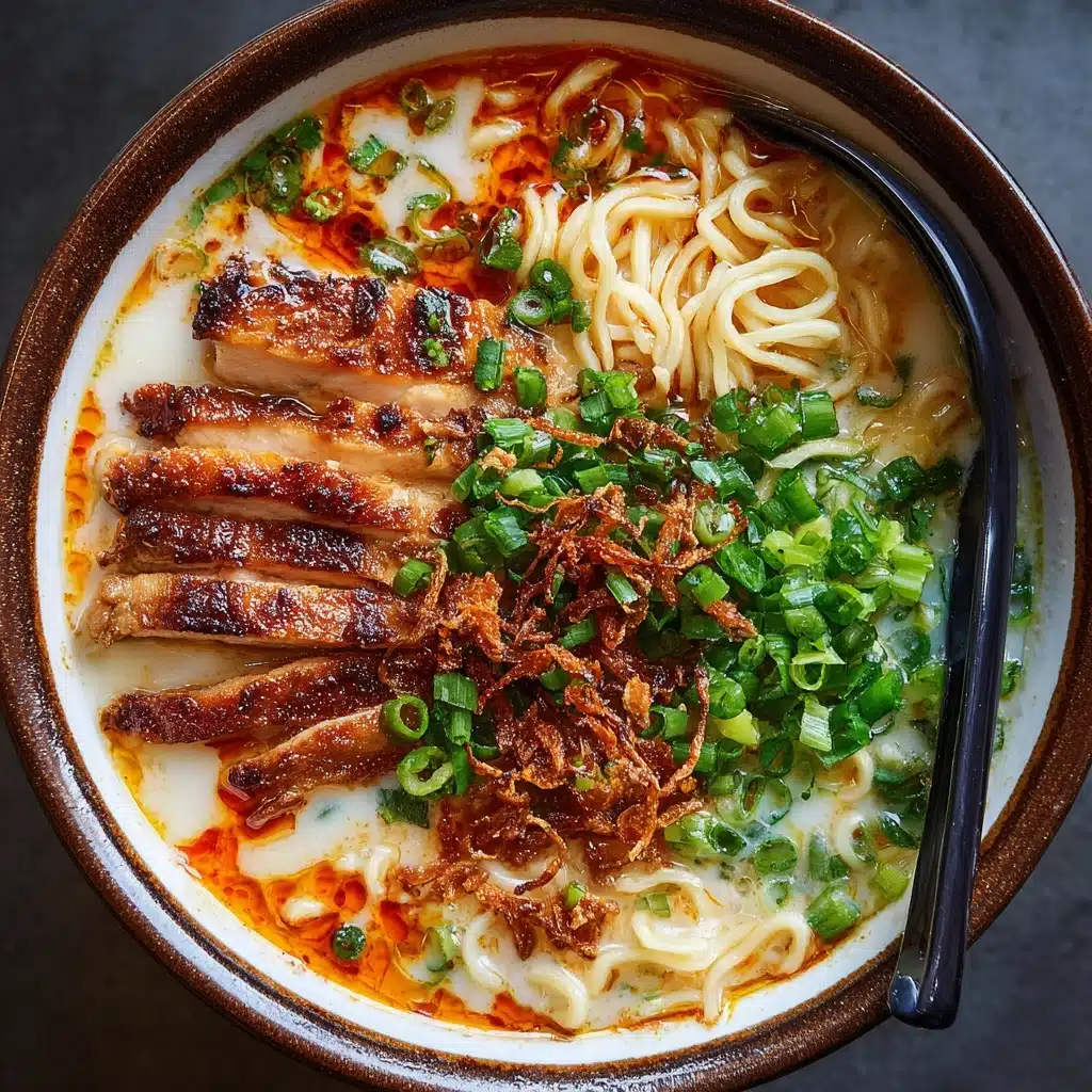 Fiery Chicken Ramen with Creamy Garlic Sauce Recipe