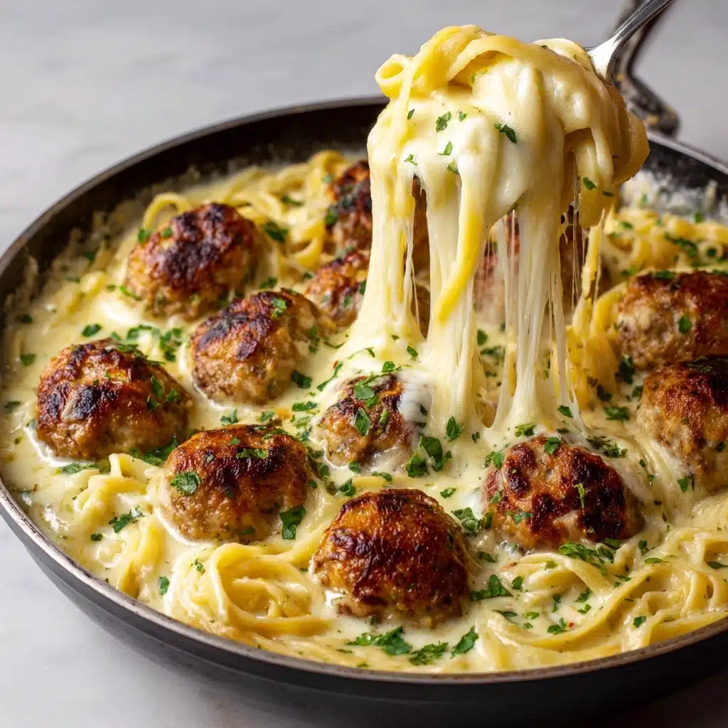 Creamy Chicken Alfredo Meatballs Recipe - Recipe Image
