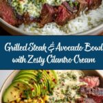 Steak, Avocado & Roasted Corn Bowl with Cilantro Cream Sauce Recipe